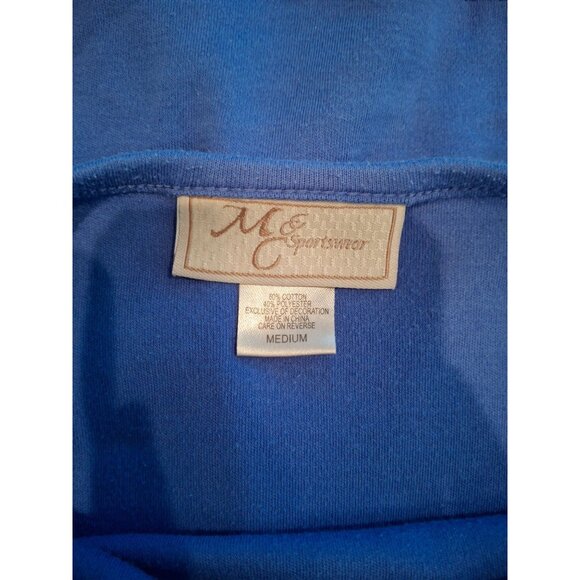 MC Sportswear Long Sleeve Top Embroidered Reindeer Womens Medium Blue  Casual Wi - Picture 5 of 7